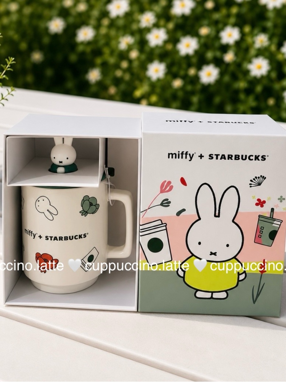 ✨NWT✨Starbucks x Miffy Ceramic Mug with Silicone Bunny Mug Lid Cover in Box